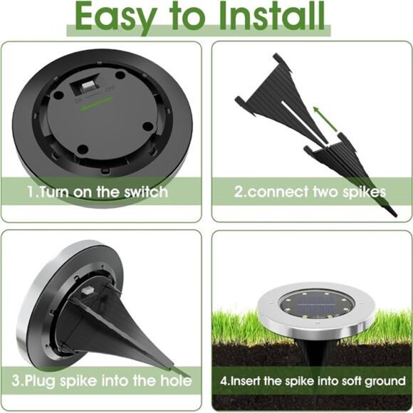 Solar Lights Outdoor 12 Pack Waterproof Garden Pathway Yard Patio Deck Walkway - Picture 5 of 7